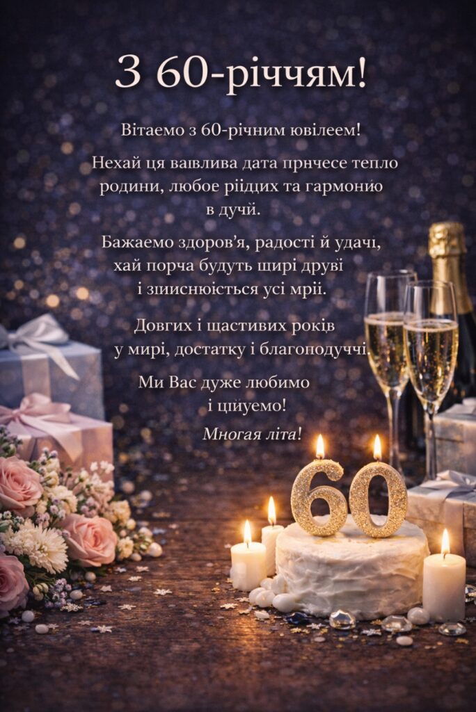 привітання з 60-річчям у віршах - листівки 8