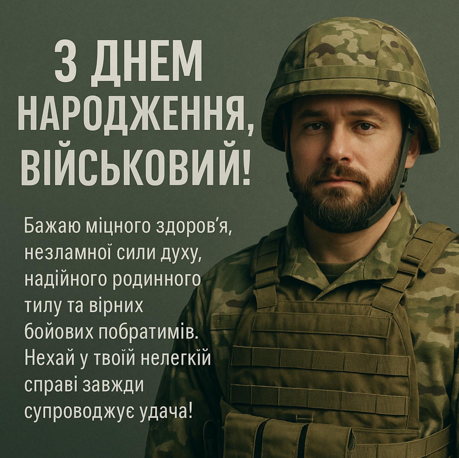 привітання з днем народження чоловіку військовому - листівки 3