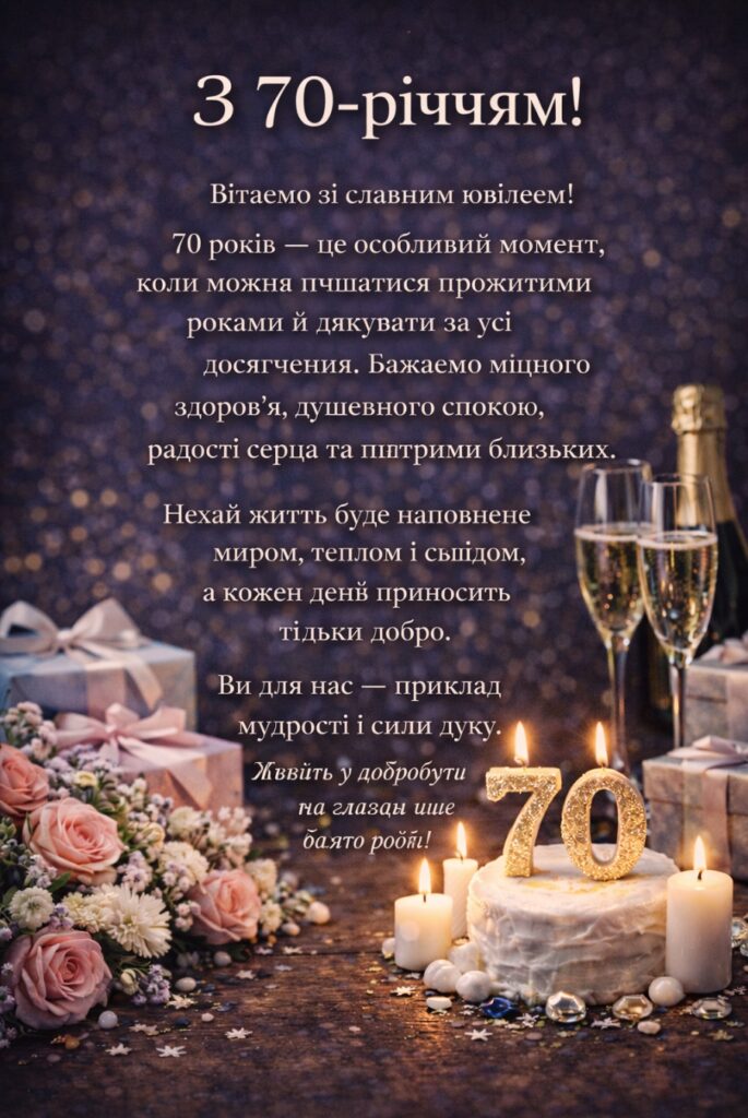 вітання з 70-річчям жінці у віршах - листівки 11