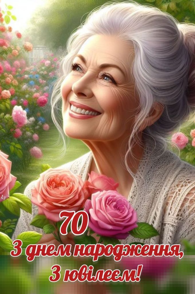 вітання з 70-річчям жінці у віршах - листівки 3