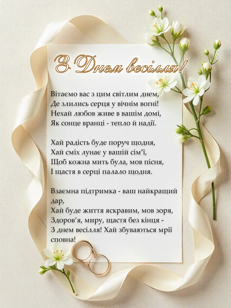 зворушливі привітання з весіллям - листівки 6