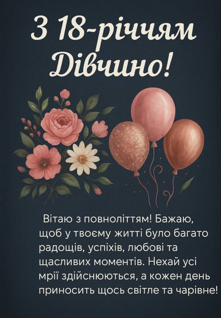 привітання з 18-річчям своїми словами - листівки 11