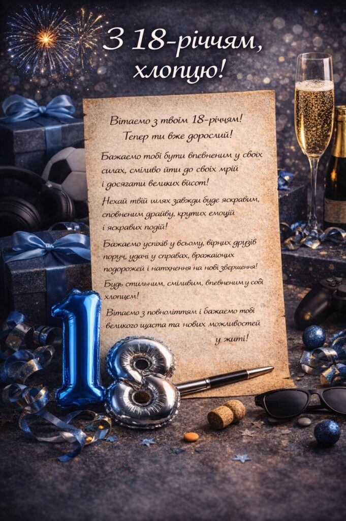 привітання з 18-річчям своїми словами - листівки 12
