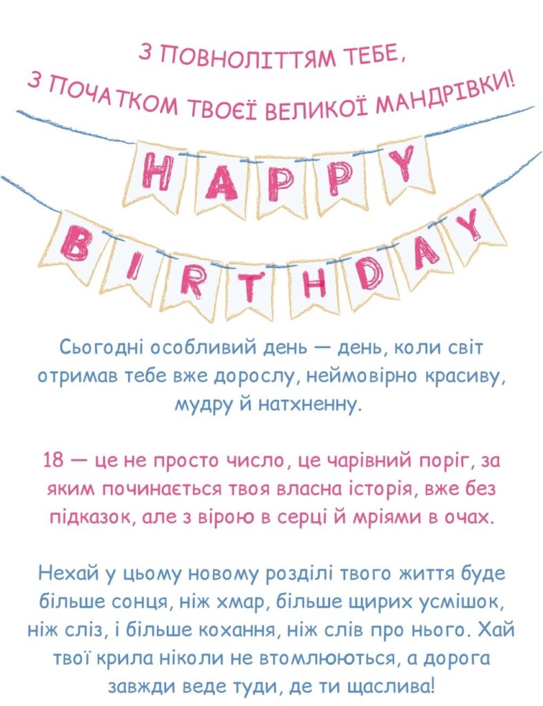 привітання з 18-річчям своїми словами - листівки 33