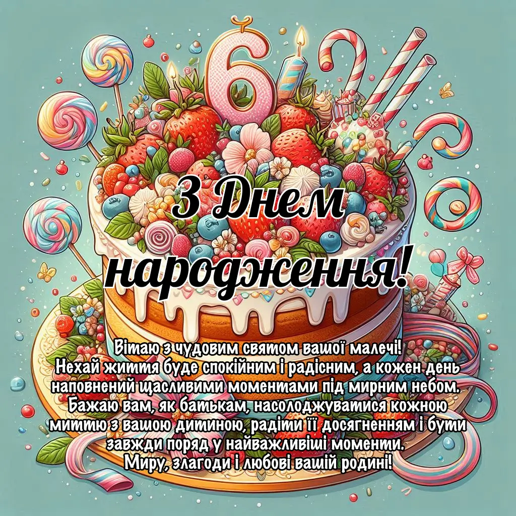 привітання з днем народження 6 років дівчинці - листівки 12
