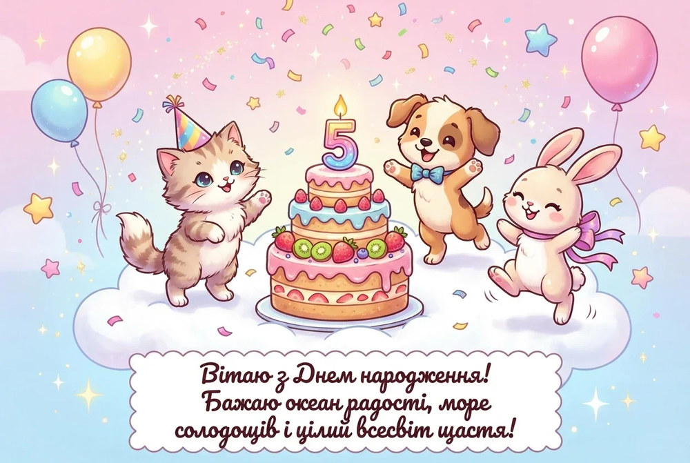 привітання з днем народження дівчинці 5 років - листівки 20
