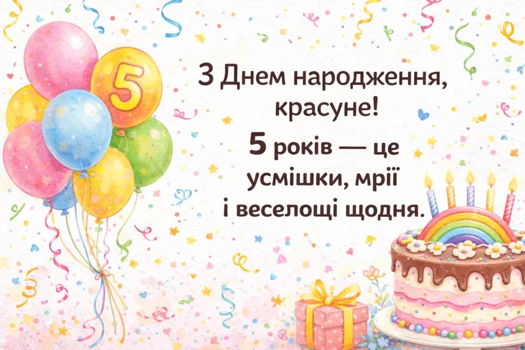 привітання з днем народження дівчинці 5 років - листівки 23