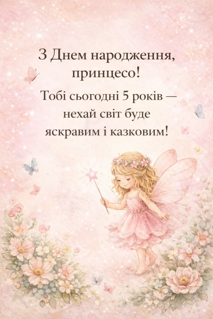 привітання з днем народження дівчинці 5 років - листівки 9