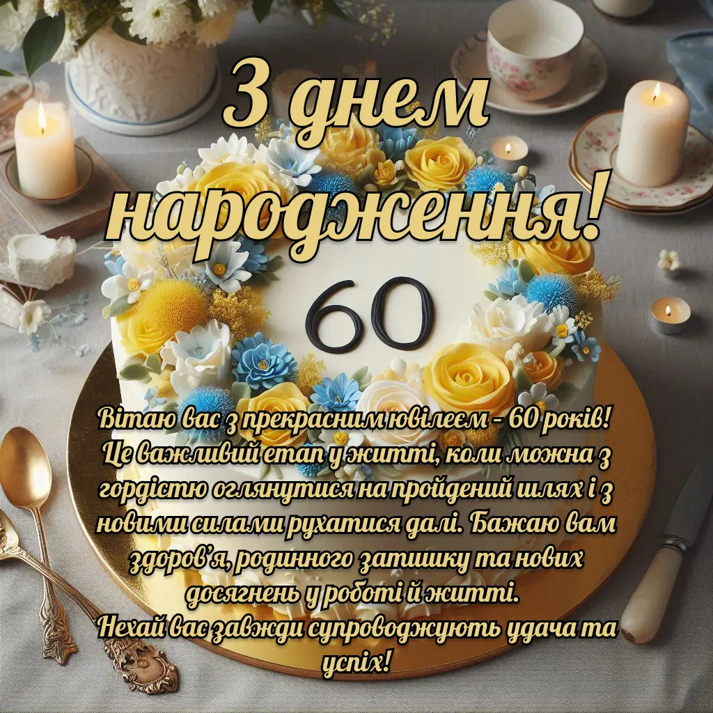 привітання з днем народження жінці 60 років - листівки 12